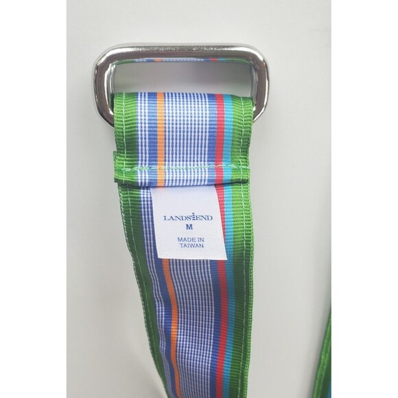 Lands' End women's multicolored ribbon cloth belt size M D ring Striped 37" - Picture 4 of 4